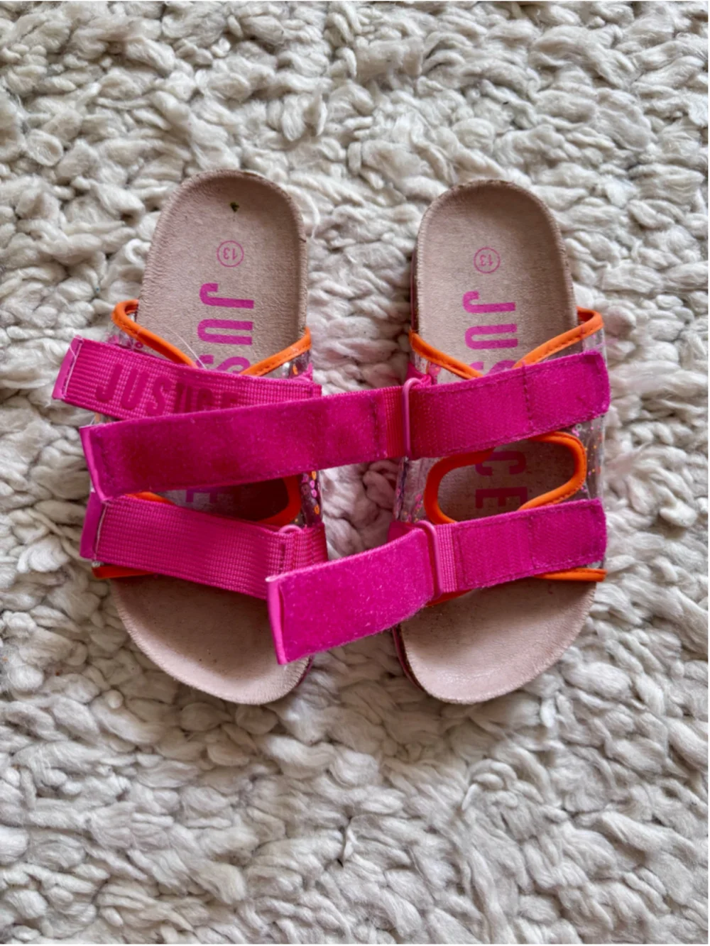 Girls Justice Sandals Size 13 Pink Orange Sequin Strappy Shoes